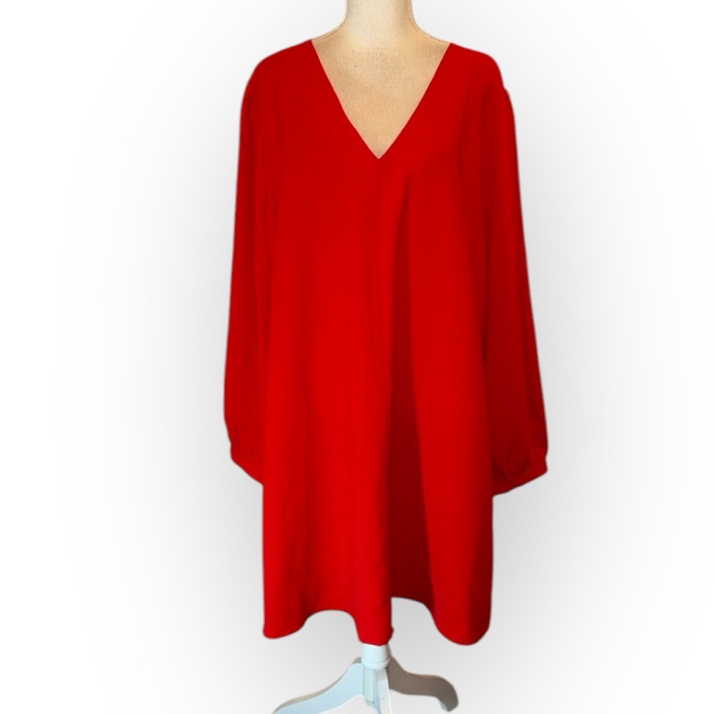 JODIFL plus size red bubble sleeve mini dress